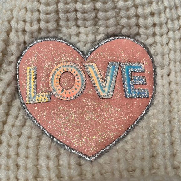 NWT Youth Beanies “Love2Design” Cream Pink “Love” Glitter Heart Girls MSRP $25 - Picture 3 of 7